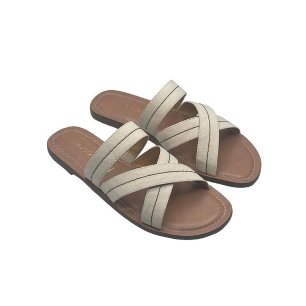 Jack Rogers Ivory &‎ Luggage Brown Sara Stitch Samdal